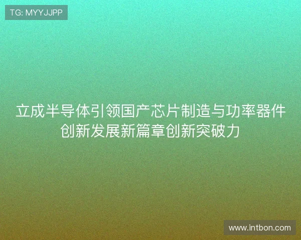 立成半导体引领国产芯片制造与功率器件创新发展新篇章创新突破力